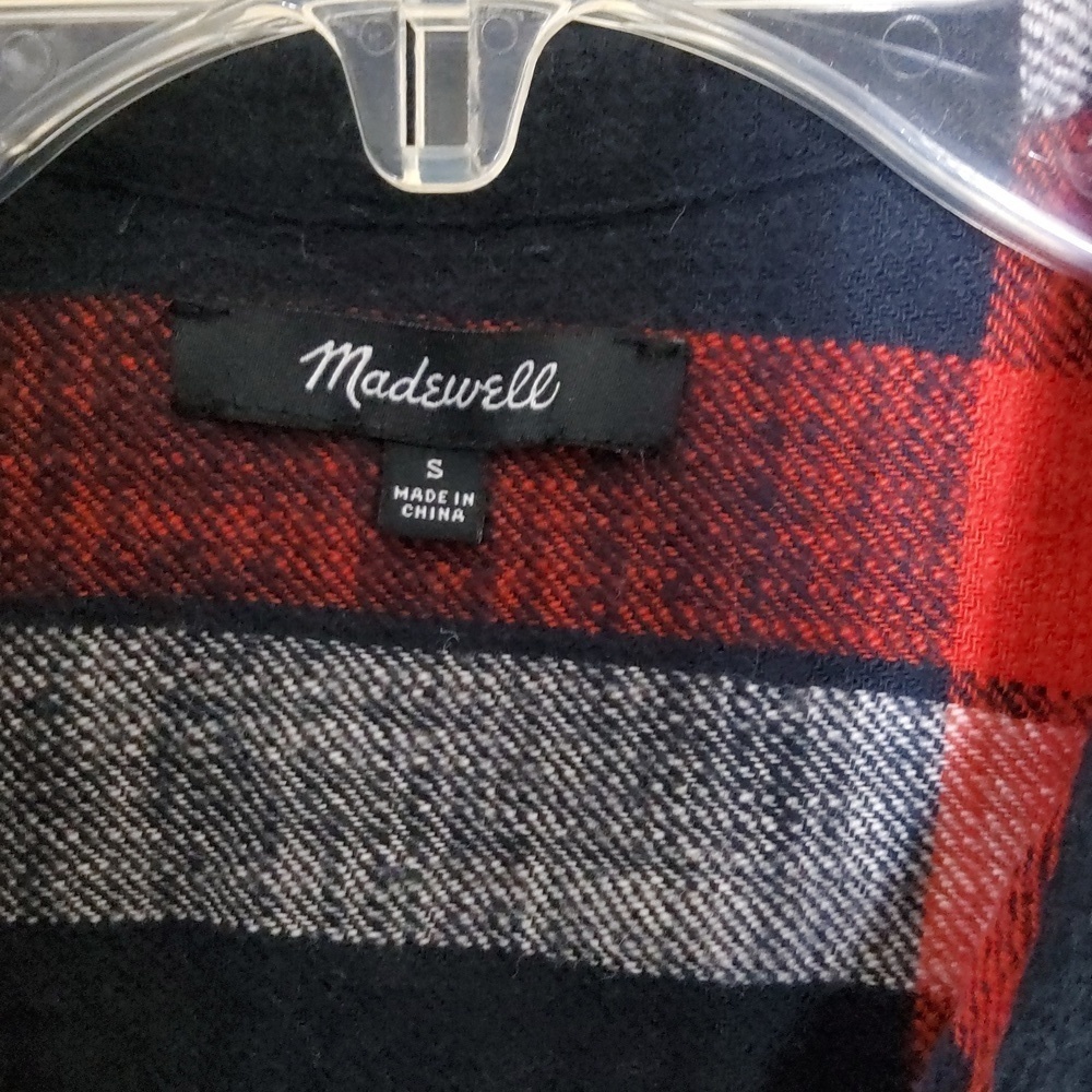 Madewell Red and Black Casual Button Up Shirt Size S - Picture 2 of 7